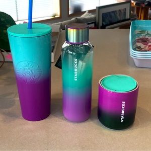 Starbucks Gradient Purple and Teal Tumbler Set